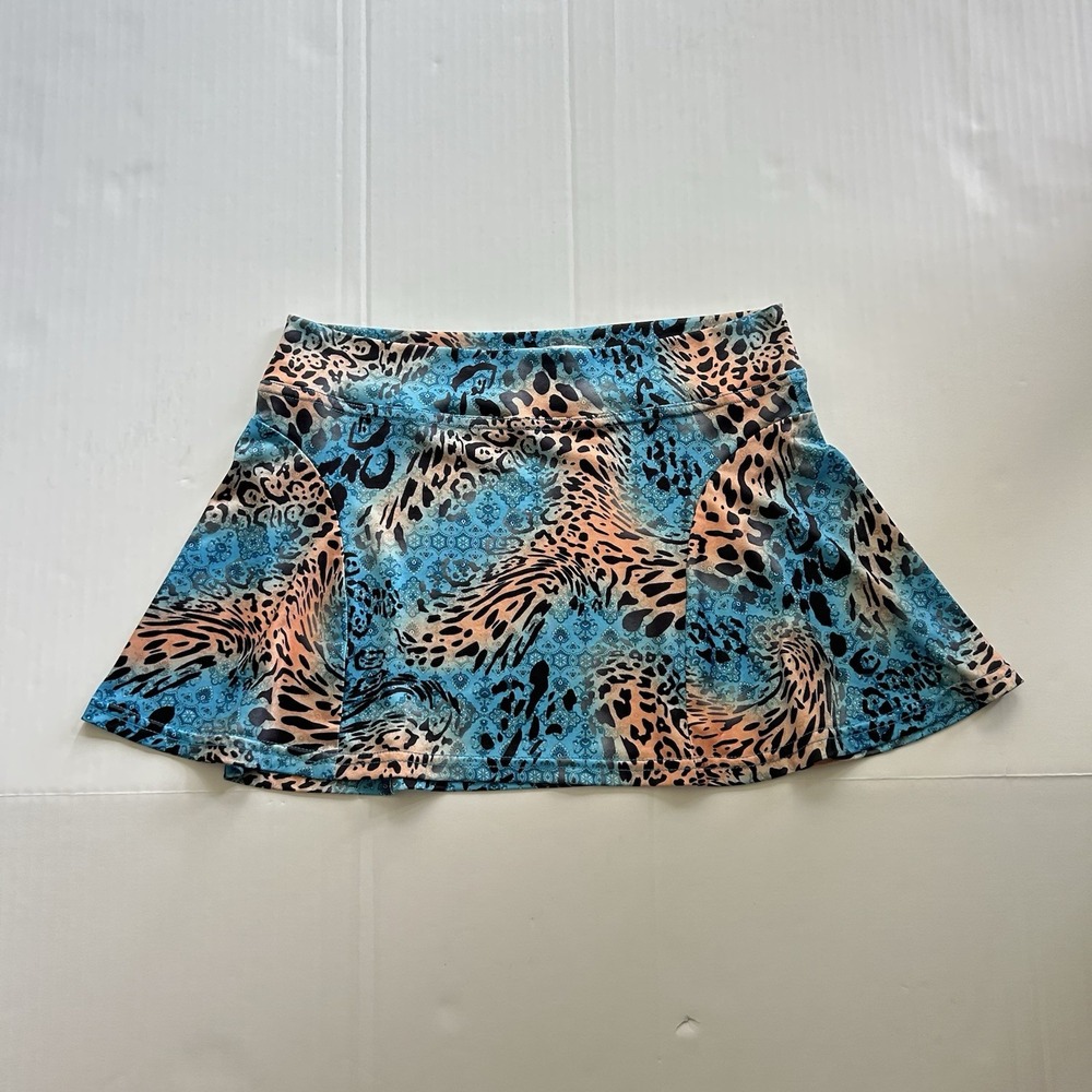 I.AM.GIA Blue Leopard Print Low Rise Mini Skirt Antheia Y2K Rave Festival